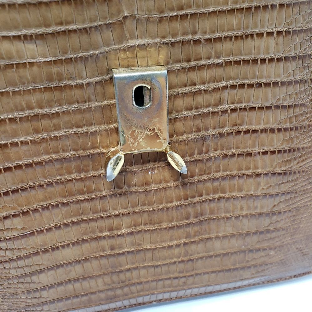 Vintage Bellestone Camel Reptile Handbag - Picture 10 of 13